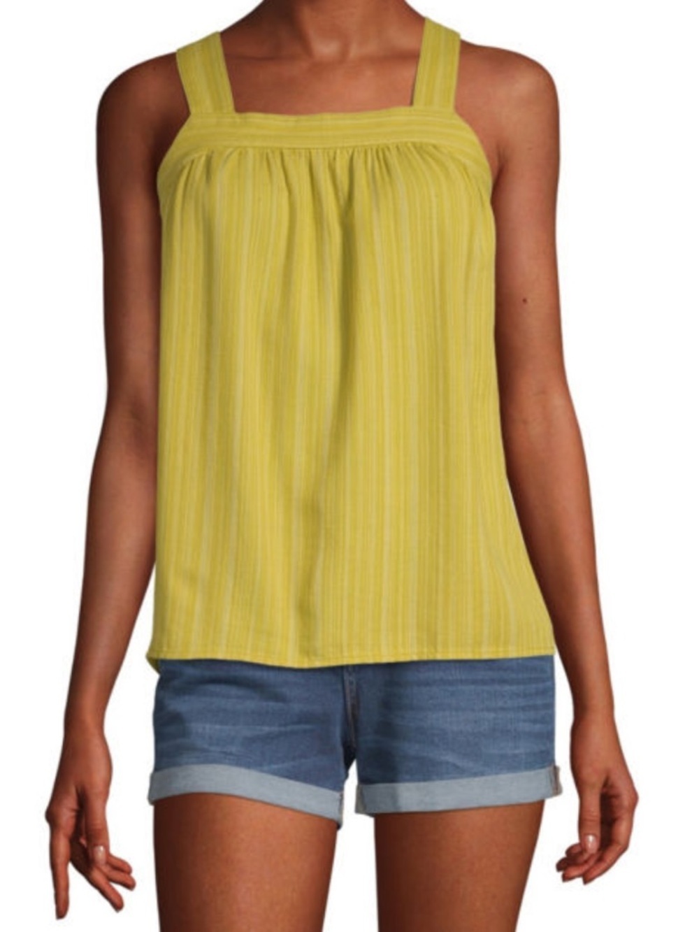 NWT - A.N.A Lemon Yellow Square-Neck Sleeveless Tank